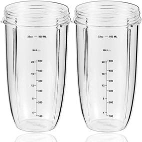 img 4 attached to NutriBullet Blender Cup Replacements - (2 Packs) 32oz Cups Compatible with 600w and 900w Models