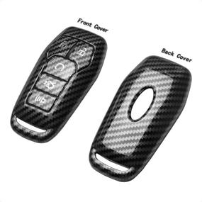 img 2 attached to 🔑 Carbon Fiber Silver Label Key Fob Case Cover for Ford Edge Explorer F-150 F-250 Fusion Mondeo Taurus, Mustang, Lincoln MKC MKX MKZ - 5 Button Keyless Entry Remote Compatible