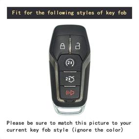 img 1 attached to 🔑 Carbon Fiber Silver Label Key Fob Case Cover for Ford Edge Explorer F-150 F-250 Fusion Mondeo Taurus, Mustang, Lincoln MKC MKX MKZ - 5 Button Keyless Entry Remote Compatible