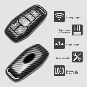img 3 attached to 🔑 Carbon Fiber Silver Label Key Fob Case Cover for Ford Edge Explorer F-150 F-250 Fusion Mondeo Taurus, Mustang, Lincoln MKC MKX MKZ - 5 Button Keyless Entry Remote Compatible