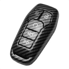 img 4 attached to 🔑 Carbon Fiber Silver Label Key Fob Case Cover for Ford Edge Explorer F-150 F-250 Fusion Mondeo Taurus, Mustang, Lincoln MKC MKX MKZ - 5 Button Keyless Entry Remote Compatible