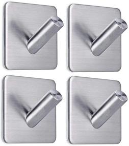img 4 attached to 🪝 FOTYRIG Heavy Duty Stick on Wall Hooks - 4 Packs for Bathroom, Home, Kitchen, and Office - Wall Hooks for Hanging Towels, Clothes, and more