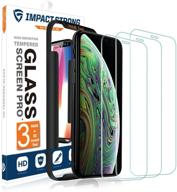 📱 impactstrong iphone x/xs tempered glass screen protector (3-pack) - anti-scratch film with easy installation tool [case friendly] - 5.8 inch 2018 - for apple iphone x and iphone xs logo