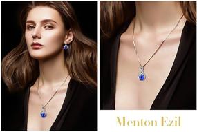img 3 attached to Menton Ezil Charming Nobile Crystal Jewelry Sets with Sapphire Blue Necklace, 18K White Gold Bracelet, and Earrings for Women – A Stunning Choice!