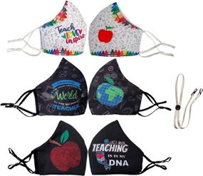 img 4 attached to 👩 Must NY 3PC Teachers Face Mask and Lanyard Set - Reusable, Breathable, and Filter-Ready with 100% Cotton Inside Layer - Perfect for Men and Women, Back to School