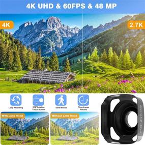 img 3 attached to 🎥 4K Camcorder for Vlogging - MELCAM Video Camera 48MP 60FPS with WiFi, IPS Touch Screen, IR Night Vision, Time-Lapse, External Mic, Stabilizer, Hood, 2.4G Remote Control, Battery Charger - Perfect for YouTube