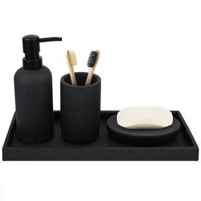img 4 attached to 🛁 Complete your Bathroom Décor with our 4-Piece Resin Bathroom Accessory Set in Matte Black