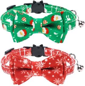 img 4 attached to Malier Christmas Cat Collar: Snowflake Bow Tie and Bell, Adorable Adjustable Collar for Kitten Kitty Cats Puppy