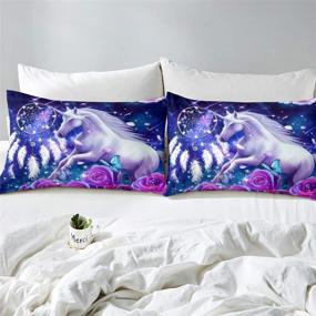 img 2 attached to 🦄 Dreamy Horse Unicorn Bedding Set: Ultra Soft Full Size Duvet Cover with Magical Dreamcatcher Design - Perfect for Kids and Adults, Boho Floral Room Decor!