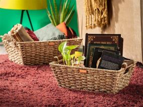 img 1 attached to 📦 Versatile Jumbo Seagrass Storage Baskets with Stain-Resistant Wooden Handles - Set of 2