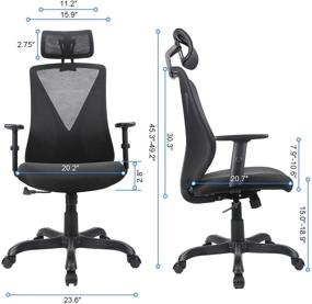 img 2 attached to Komene Ergonomic Mesh Office Chair - High Back Desk Chair with Storage Function & Thick Seat Cushion - Adjustable Head & Arm Rests - Executive Computer Desk Chair with Height Adjustment - Task Chair