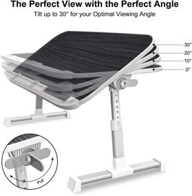 img 2 attached to 🖥️ Настольный компьютер AboveTEK для кровати: регулируемая складная подставка, идеальная для письма и еды - черный орех