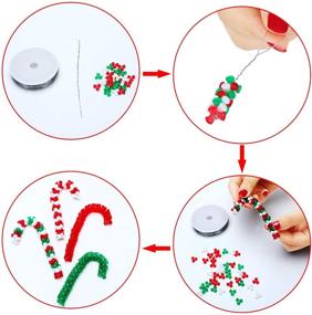 img 1 attached to 🎄 Christmas Holiday Candy Cane Beaded Ornament Craft Kit - Includes 1600 Pieces of 0.38 Inch Plastic Tri Beads and Beading Wire for Festive Christmas Tree Decoration