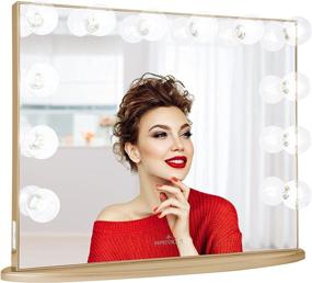 img 4 attached to 💄 Зеркало Impressions Hollywood Glow Plus Vanity Mirror: гламурное шампанское золотое зеркало для макияжа с освещением, регулировкой яркости и USB-портами для спальни и гардеробной комнаты.