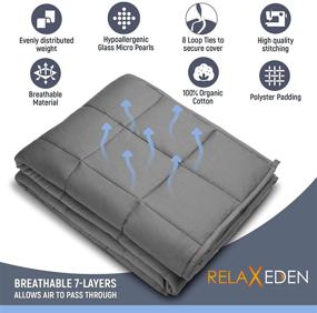 img 2 attached to 🛌 RelaxEden Adult Weighted Blanket: Ultimate Comfort & Therapeutic Benefits, 15 lbs, 60”x 80” Size, Premium Glass Beads, Removable Duvet, Washable Cover, 100% Soft Cotton