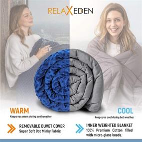 img 3 attached to 🛌 RelaxEden Adult Weighted Blanket: Ultimate Comfort & Therapeutic Benefits, 15 lbs, 60”x 80” Size, Premium Glass Beads, Removable Duvet, Washable Cover, 100% Soft Cotton