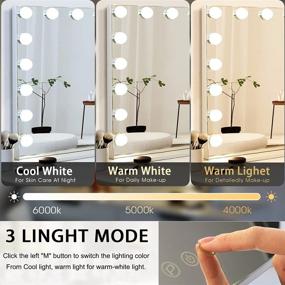 img 1 attached to 💄 Hansong Large Vanity Mirror with Lights: Hollywood Lighted Makeup Mirror for Dressing Room & Bedroom, 15 Dimmable LED Bulbs, Tabletop/Wall-Mounted, Slim Metal Frame Design, White