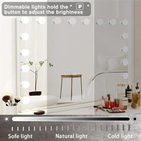 img 2 attached to 💄 Hansong Large Vanity Mirror with Lights: Hollywood Lighted Makeup Mirror for Dressing Room & Bedroom, 15 Dimmable LED Bulbs, Tabletop/Wall-Mounted, Slim Metal Frame Design, White