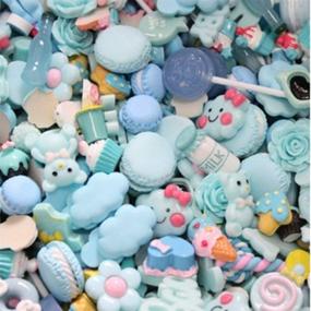 img 3 attached to 🎨 Halloluck 50 Pcs Slime Charms Easter DIY Craft Making Resin Jewelry Kit, Flatback Slime Beads for Scrapbooking Crafts, Sky Blue Series, Resin Supplies