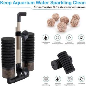 img 1 attached to 🐠 hygger Aquarium Double Sponge Filter with 2 Spare Sponges & Bio Ceramic Media Balls - Quiet Submersible Foam Filter for Fresh Water and Salt-Water Fish Tank