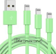 🔋 3 pack apple mfi certified iphone chargers (6ft) in green - fast charging lightning to usb cords for iphone 11/11pro/x/xs/xr/8/7/6 logo