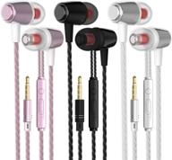 🎧 munskt m1 earbud headphones: ultimate stereo sound, noise isolation, tangle-free | perfect for ios and android smartphones | pink, silver, and black edition logo