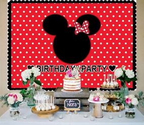 img 1 attached to WOLADA 7x5ft Red Mouse Birthday Backdrop for Baby Birthday Party Photography - Studio Props 11331