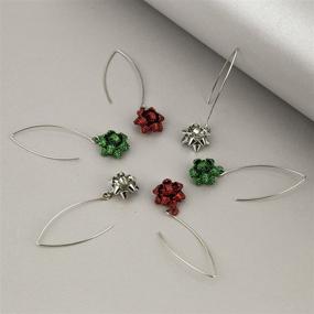 img 2 attached to 🎁 Lux Accessories Gold-Tone Multi-Color Christmas Present Bow Earrings Set - 3PC