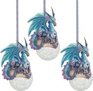 🐉 frost the gothic dragon holiday ornament set: design toscano christmas tree ornaments - snowflake dragon ball ornament, multicolored (set of 3) логотип