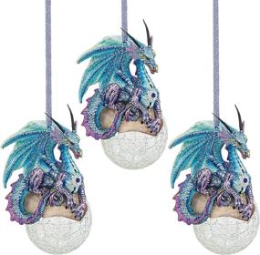 img 2 attached to 🐉 Frost the Gothic Dragon Holiday Ornament Set: Design Toscano Christmas Tree Ornaments - Snowflake Dragon Ball Ornament, Multicolored (Set of 3)