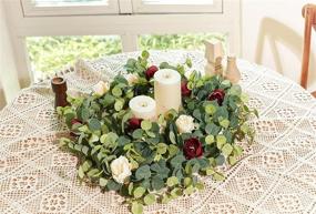 img 1 attached to 🌹 MISSPIN 6.9ft Eucalyptus Garland with Flowers -12 Peonies - Artificial Floral Greenery Garland for Wedding Table Decor (Burgundy Red, 1)