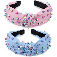 💎 pearl knotted headbands for women - colorful jeweled hair accessories with embellished gems. faux pearl cross knot twisted turban hairbands for women and girls. logo