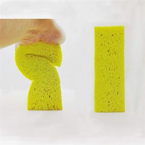 img 2 attached to 🧽 Large Car Wash Sponges, Multi-Use Scrub for Car and Kitchen Cleaning - 3 Pack Yellow Cellulose Sponges, Environmentally Safe Biodegradable by Greenet