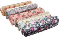 🌸 ljy set of 5 assorted floral canvas pen holders – stationery pencil pouches for convenient organization and versatile cosmetic bags logo