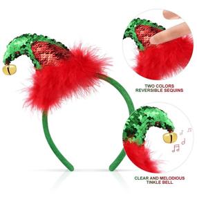 img 1 attached to FRCOLOR Christmas Headbands: Festive Elf Party Hats & Christmas Tree Design for Kids and Adults - Bulk Pack of 3PCs