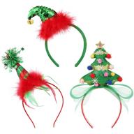 frcolor christmas headbands: festive elf party hats & christmas tree design for kids and adults - bulk pack of 3pcs logo