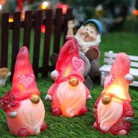 img 2 attached to Pink Themed Handmade Carved Gnome Candles: SILVERSTRO Fake Candles with Remote - Perfect for Lover's Christmas Party and Wedding Décor!