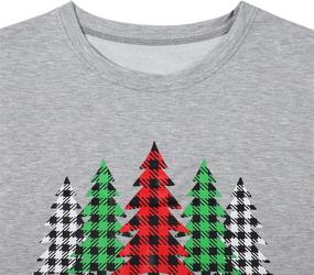 img 3 attached to 🎄 Festive and Fun: Women's Merry and Bright Shirt - Leopard Printed Plaid Christmas Trees Long Sleeve Sweatshirts Xmas Graphic Tees