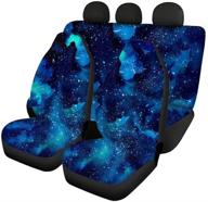 🌌 tsvaga blue galaxy universe car seat covers - full set universal auto seats protector with breathable cover case - elastic 4pc - automotive accessories for front and rear backseat decor - fits most vehicles logo