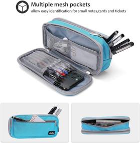img 1 attached to 🖊️ Durable ProCase Two Layers Big Capacity Pencil Case Pen Bag - Blue Ideal for Marker Organization, School Supplies, Office Storage, and Desk Organizing