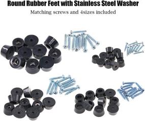 img 2 attached to 🔷 Hilitchi Round Black Rubber Feet Bumpers Pads with Stainless Steel Washer and Screws - Assortment Kit for Cutting Boards, Amps, Cabinets, Desks, Tables, and Couches