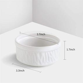 img 2 attached to 🥣 KOOV Texture Series Ceramic Ramekins Set of 6 - 4 Oz Porcelain Ramekin, Souffle Cups, Baking Cups, Pudding Cups, Dip Bowls, Sauces Bowls - 3.7 inch, White
