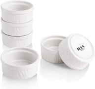 🥣 koov texture series ceramic ramekins set of 6 - 4 oz porcelain ramekin, souffle cups, baking cups, pudding cups, dip bowls, sauces bowls - 3.7 inch, white logo