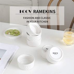 img 3 attached to 🥣 KOOV Texture Series Ceramic Ramekins Set of 6 - 4 Oz Porcelain Ramekin, Souffle Cups, Baking Cups, Pudding Cups, Dip Bowls, Sauces Bowls - 3.7 inch, White