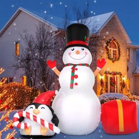 img 4 attached to 🎅 SOLEDI 6 FT Christmas Inflatables: Giant Snowman Penguin Outdoor Decorations with Built-in LED Lights - Xmas Blow up Snow Man Inflatable for Yard, Garden, Patio, Lawn Party Decor, Indoor Use