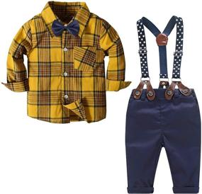 img 4 attached to 👶 Boys' Clothing Sets with Suspender Outfits for Toddler Infants