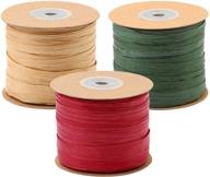 🎁 resinta 984ft craft raffia twine string christmas gift packing ribbon for diy craft supply, wrapping tags, 3 rolls – red, green, kraft matte raffia paper logo