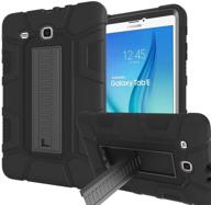 📱 samsung galaxy tab e 9.6 case: sanhezhong three layer hybrid rugged heavy duty shockproof anti-slip cover for tab e nook 9.6 inch(sm-t560) - ultimate protection in black logo