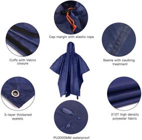img 3 attached to AGPTEK Adult Rain Ponchos with Hood & 1 Pouch for Hiking and Camping - Reusable