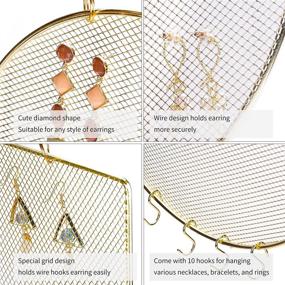 img 1 attached to 📿 Dual Pack Earring Organizer: Wall Mounted Hanging Earring Holder, Stylish Stud & Dangle Earring Display, Decorative Jewelry Organizer with 10 Hooks for Necklaces & Bracelets